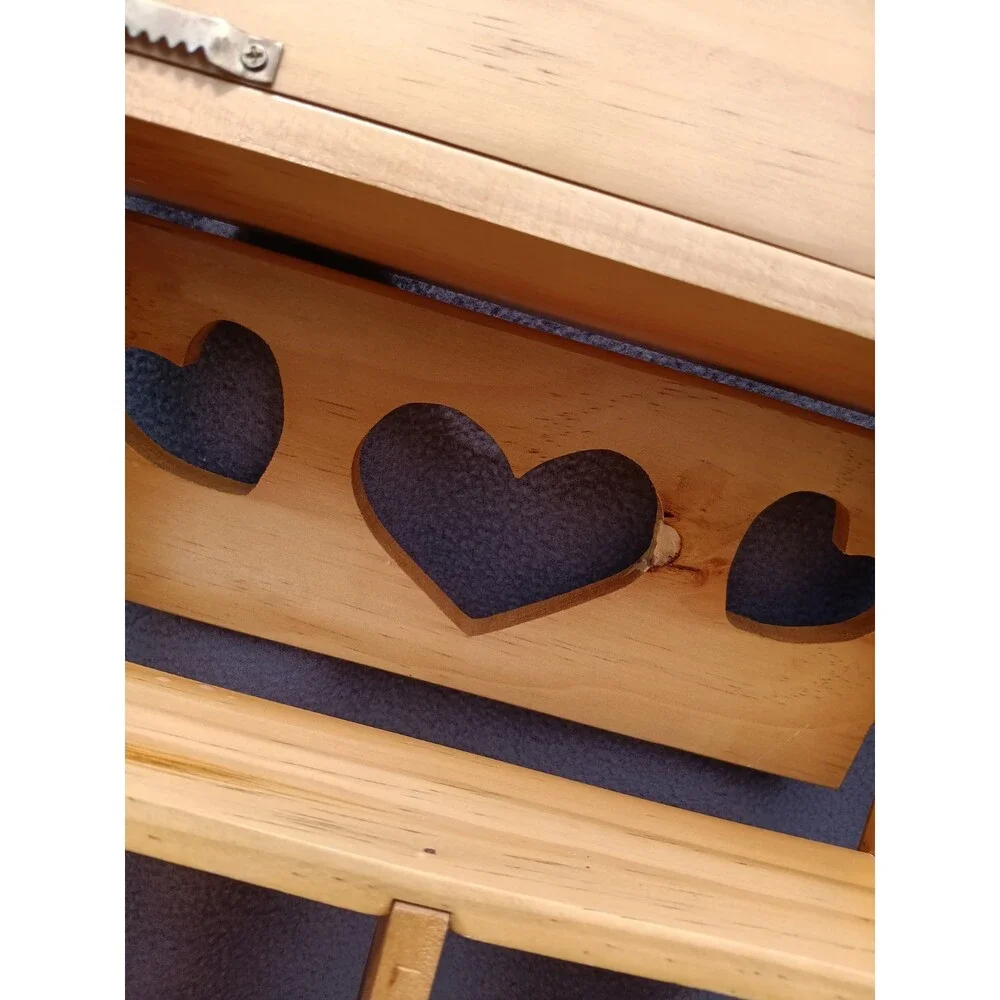 Vtg Wood Wall Curio Heart Cut Out Shadow Box Cubby Shelf Cottagecore Apothecary